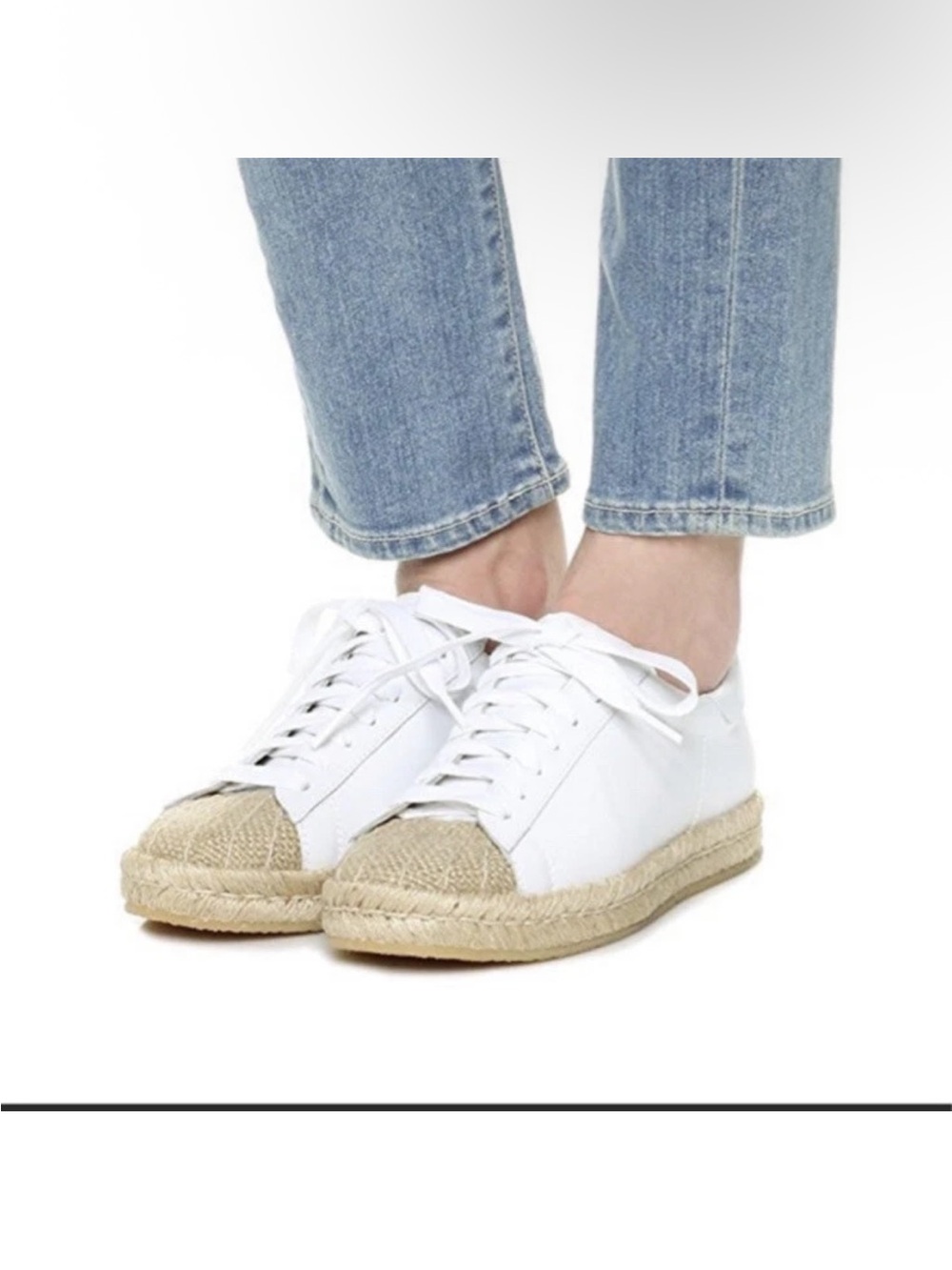 Alexander Wang “Rian”optic white leather espadrille sneakers Size 8 Retsil $425